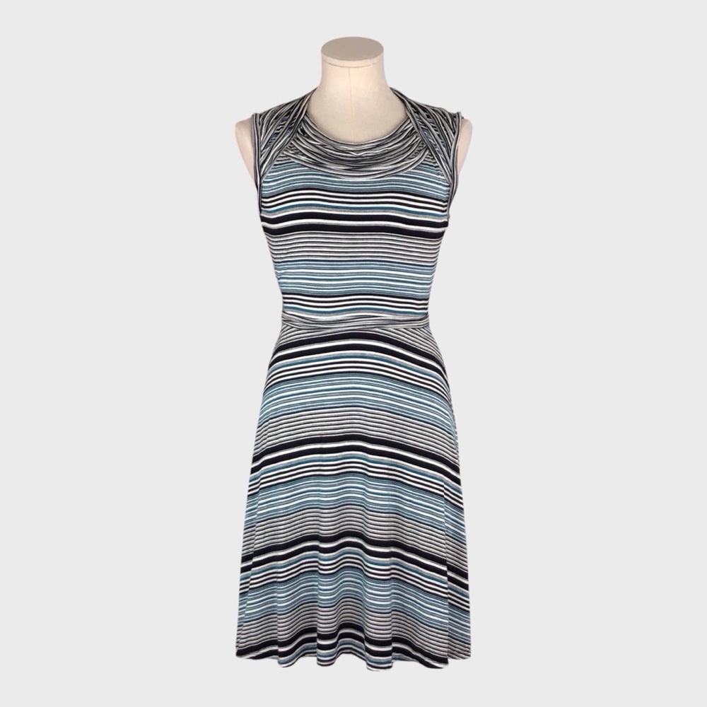 Max Studio Raw‎ Edge Stretch Knit Striped Dress Striped Sleeveless Dress